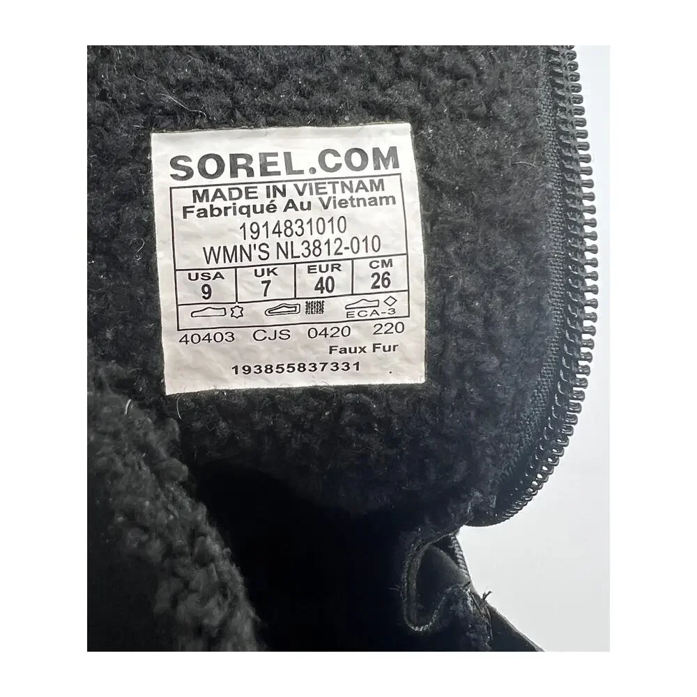 Sorel Explorer Zip Waterproof Suede Fleece Lined Boots Womens size 9 Black